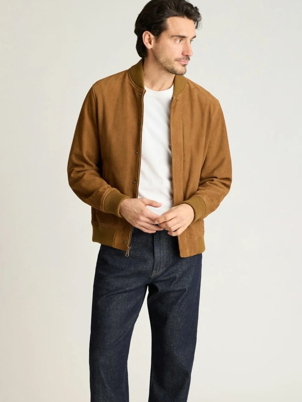 Bonobos The Suede Bomber Jacket Men’s Brown tan Jacket coat m medium leather